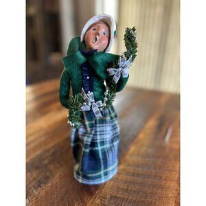 Byers Choice 1997 The Carolers Figurine Green Plaid Christmas Decoration 11" Tal